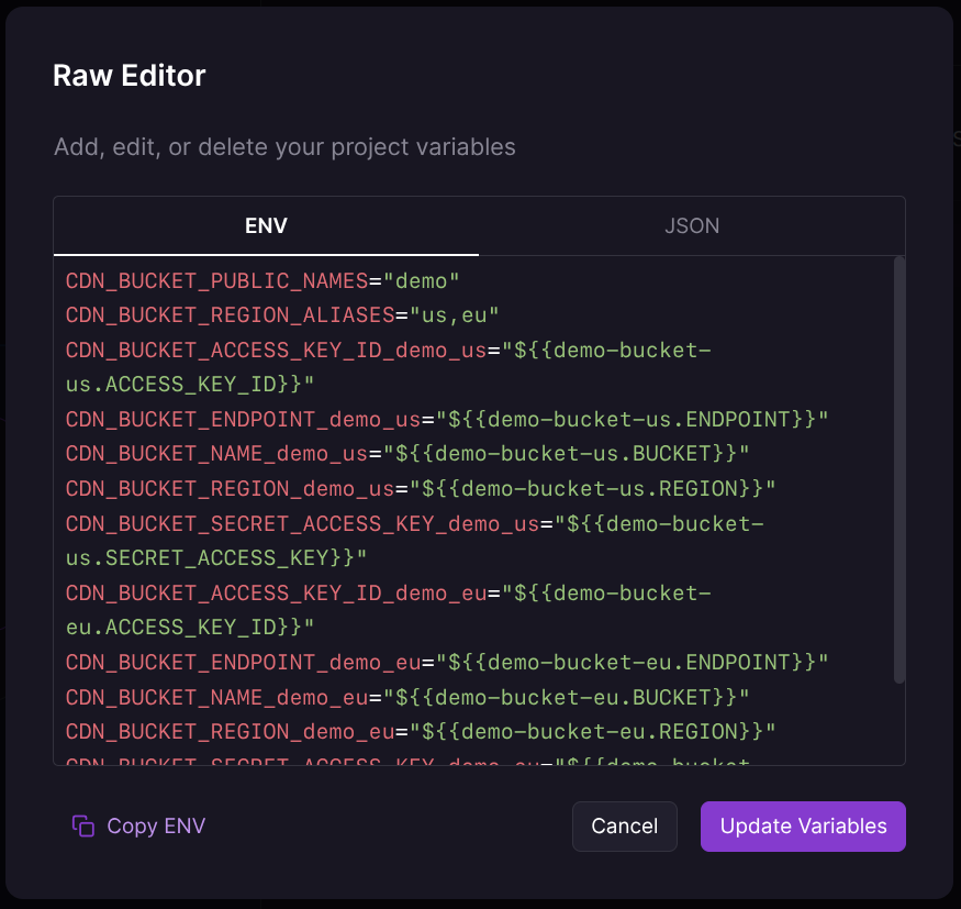 bucket links in demo